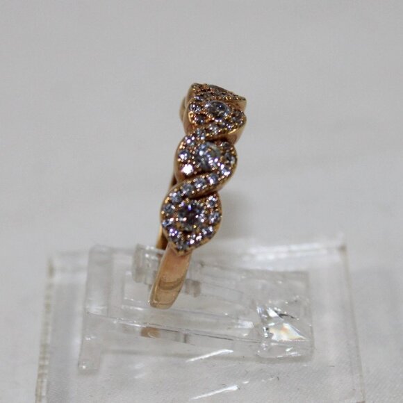 Sterling Silver Rose Gold Plated & Cubic Zirconia Fashion Ring - Size 8 - Picture 8 of 10